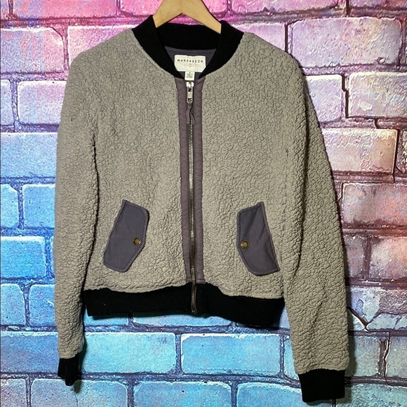 MARRAKECH Jackets & Blazers - MARRAKECH Women's Gray Sherpa Jacket Small